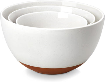 Ceramic Mixing Bowls, Large Serving Bowls for Mixing, Cooking, Prepping, Baking, Salad, Soup, Pasta, Nesting Bowls