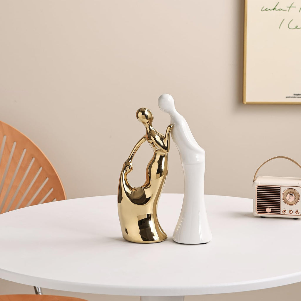 Ceramic Couple Statues Home Decor Lover Sculpture Figurine, Modern Aesthetic Abstract Art Decorative Accent Bedroom