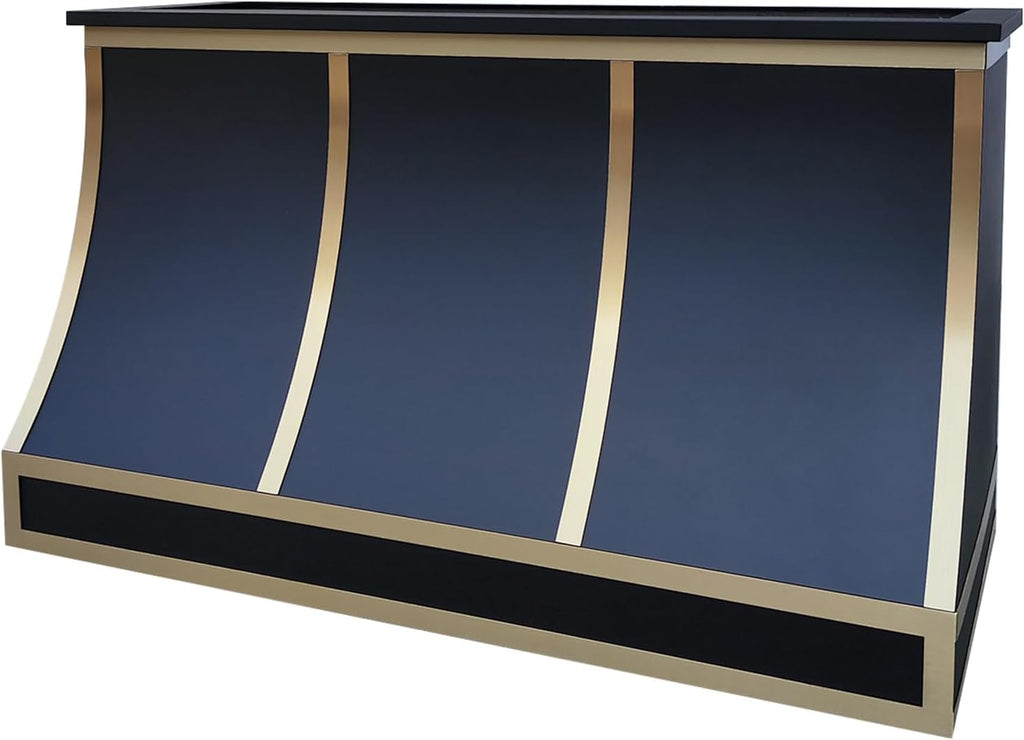 Black Stainless Steel Wall Mount Range Hood 4 Speed LED Lights