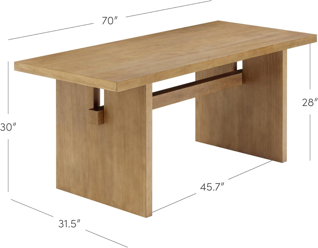 Briggs Modern Dining Table for 6, Small Rectangle Dining Table, Solid Wood in Light Brown Finish