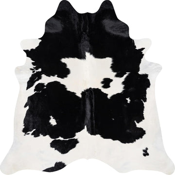 100% Genuine Brazilian Cowhide Rug - Black and White - Luxury Cowskin Leather Area Rug Décor 7 x 6 feet