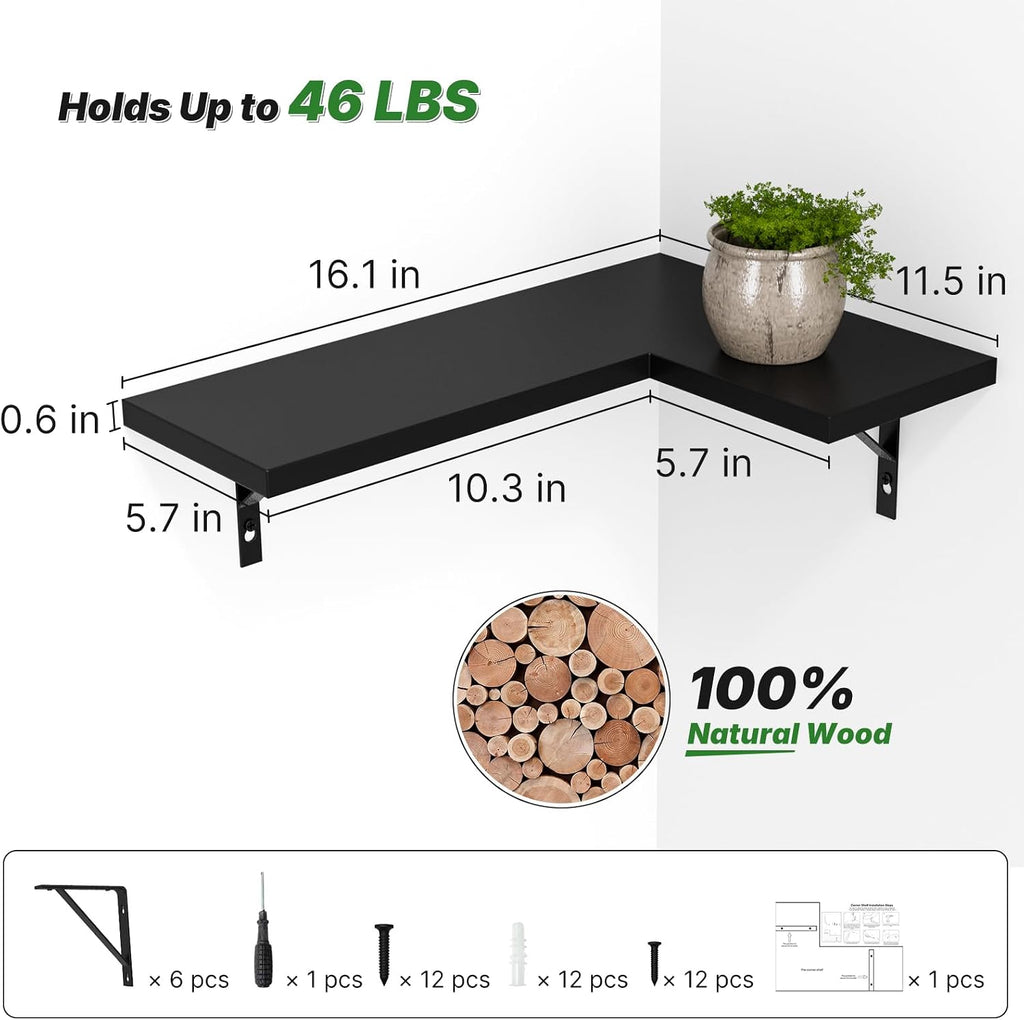 Corner Floating Shelves, Corner Shelf Wall Mounted, Shelves for Room Wall, Home Decor Living Room Bedroom Office