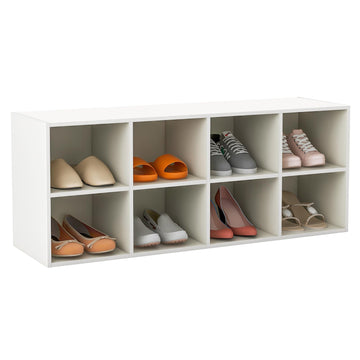8 Cubbies Shoe Storage Bench, Shoe Organizer with 500 LBS Weight Capacity, Cubby Shoe Rack Storage Cabinet (White)