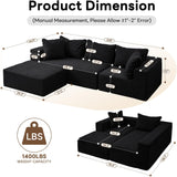 Vamcheer Modular Sectional Sofa - Modern L Shaped Boneless Couch with Deep Seat