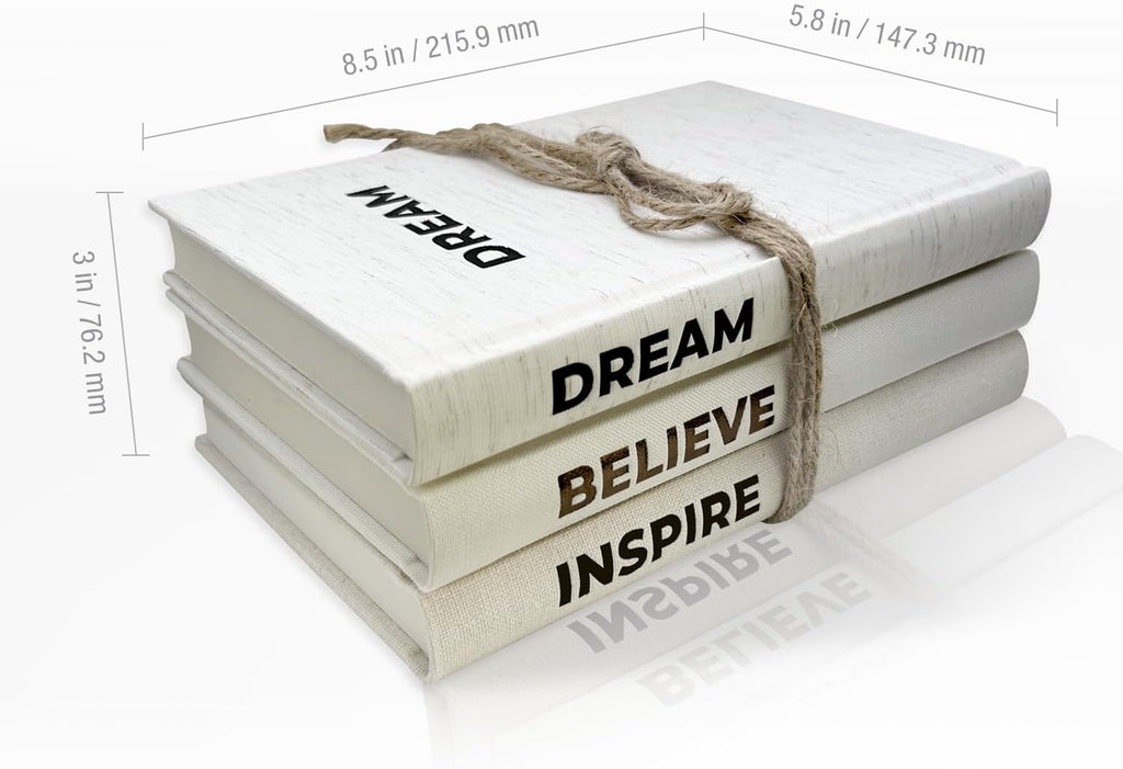 Dabster Guys Decorative Books Decor - Linen Decor Books with Inspirational Design - Shelf Decoration - Blank Pages