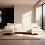 Karl home Convertible Sectional Sofa 110" U-Shape Sofa Couch 4-Seat Couch with Chaise ChenilleFabric Upholstered for