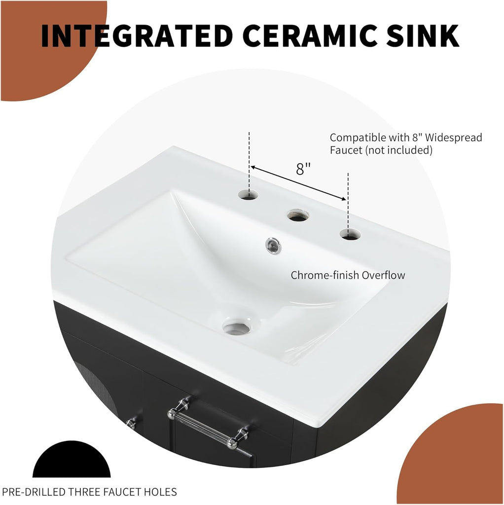 Harper & Bright Designs 24" Bathroom Vanity with Sink