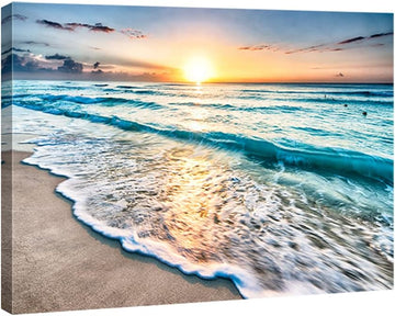Sea Waves Large Canvas Prints Wall Art Ocean Beach Pictures Paintings Ready to Hang Bedroom Home Decorations Modern