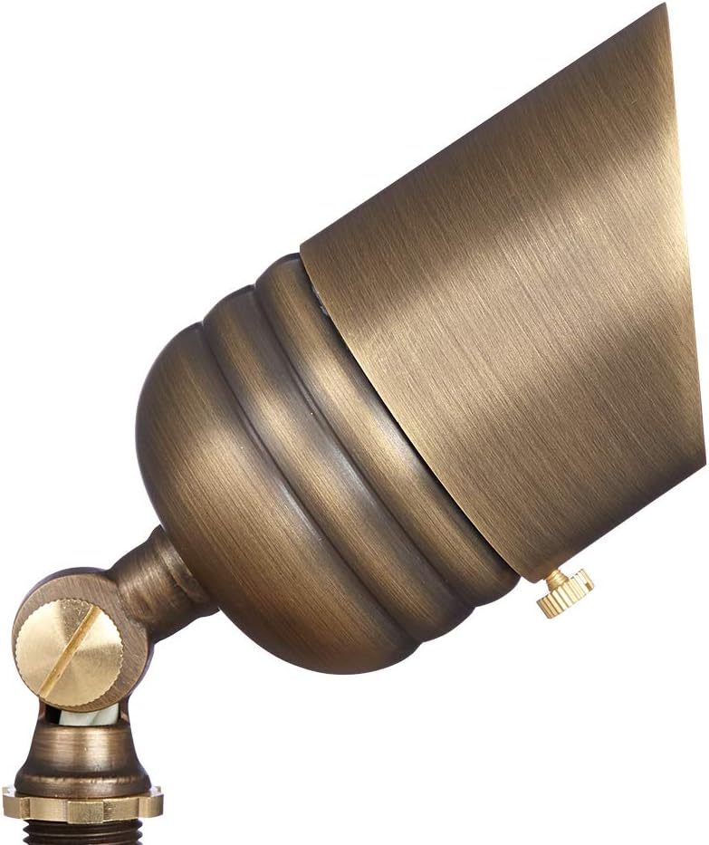 Fat Boy 12V Brass Outdoor Spotlight (Bronze) for Landscape Lighting | Lamp Ready, Low Voltage Uplight for Yard, Lawn