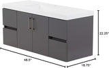 Spring Mill Cabinets Innes 48 Inch Floating Bathroom Vanity with White Single Sink Top, 2-Door Cabinet