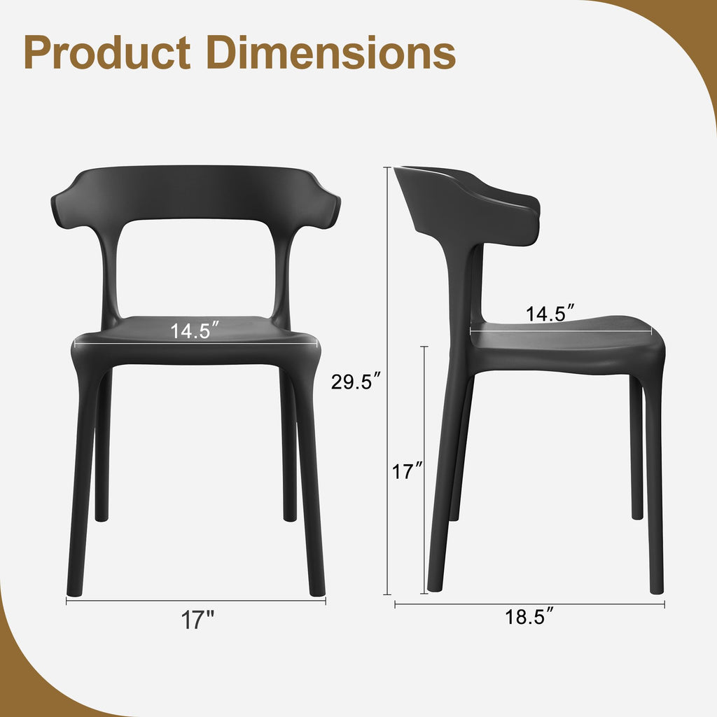 4 Pack Plastic Stacking Chairs, Stackable Dining Chairs Patio, Portable Indoor Outdoor Use, No Assembly Required