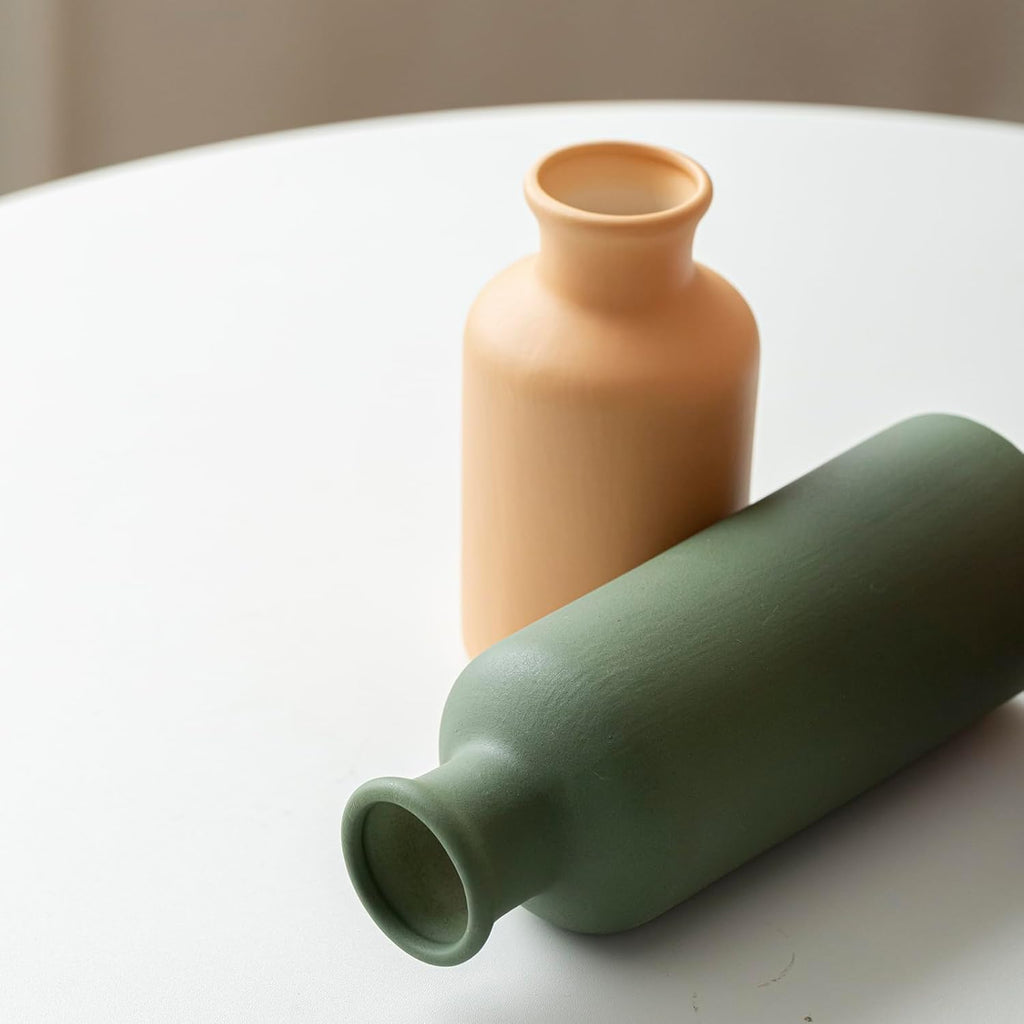 Modern Ceramic Vase Set of 3, Neutral Colors, Decorative Bottles