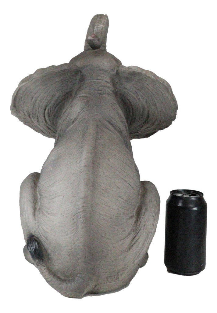 Ruby The Elephant Sitting Pretty with Trunk Up Large Statue 17" Tall Circus Carnival Elephants Fortune Feng Shui
