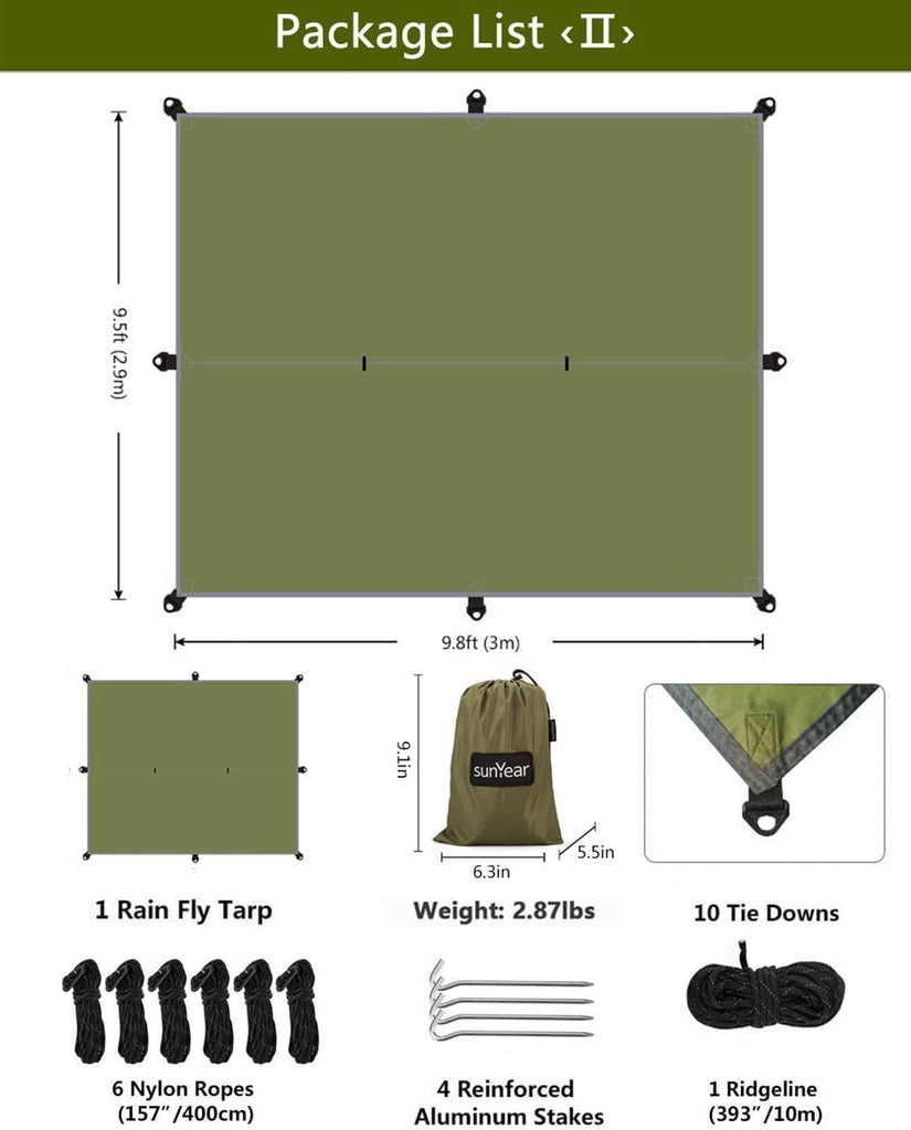 Hammock Camping with Rain Fly Tarp and Net, Portable Camping Hammock Double Tree Hammock Outdoor Indoor Backpacking