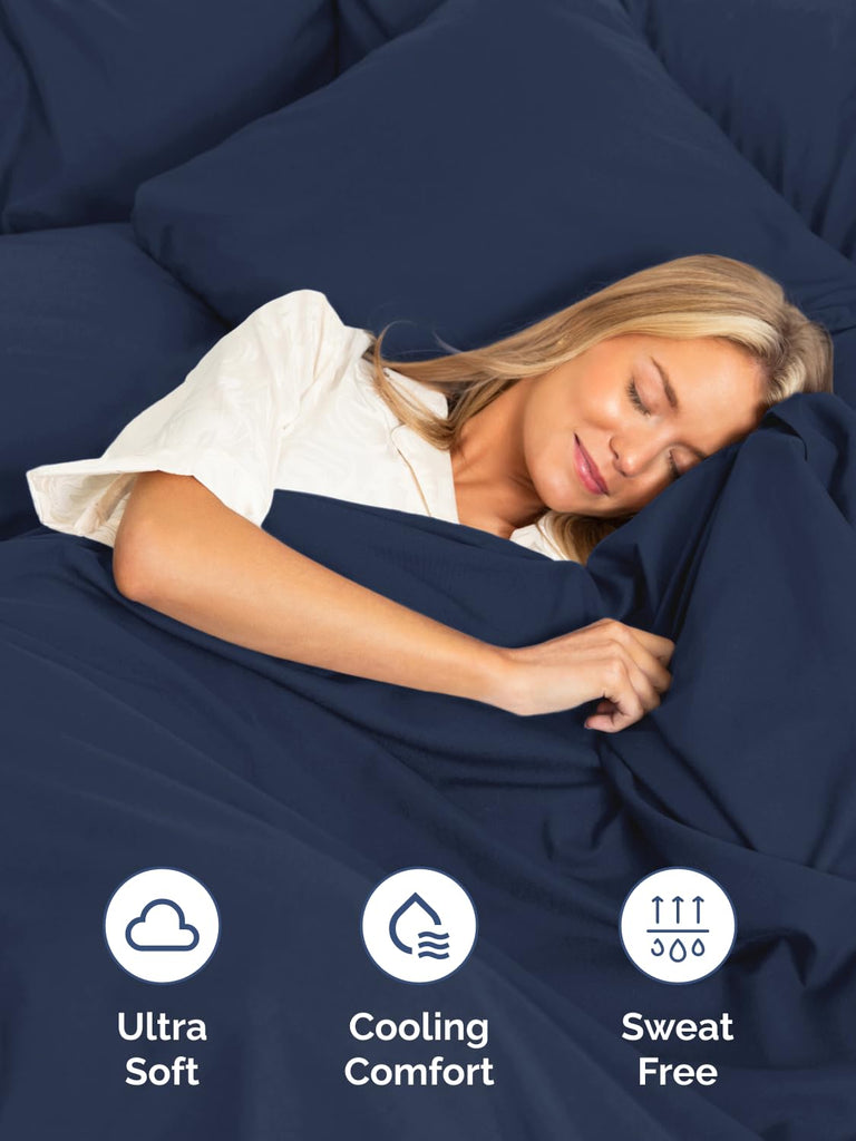 CGK Extra Deep Queen Single Fitted Sheet Only - Navy Blue