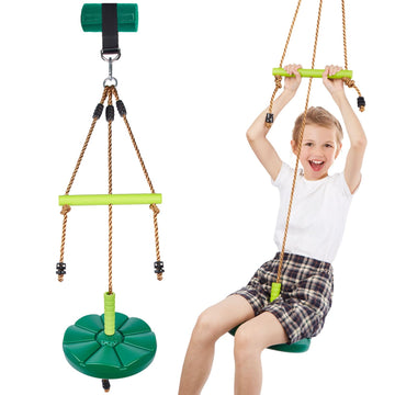Disc Swing with Monkey Bars, Heavy Duty Tree Swing for Kids, Green