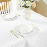White Tablecloth 60 x 120 Inch,Textured Jacquard Spillproof Wrinkle Resistant Polyester Table Cloth,