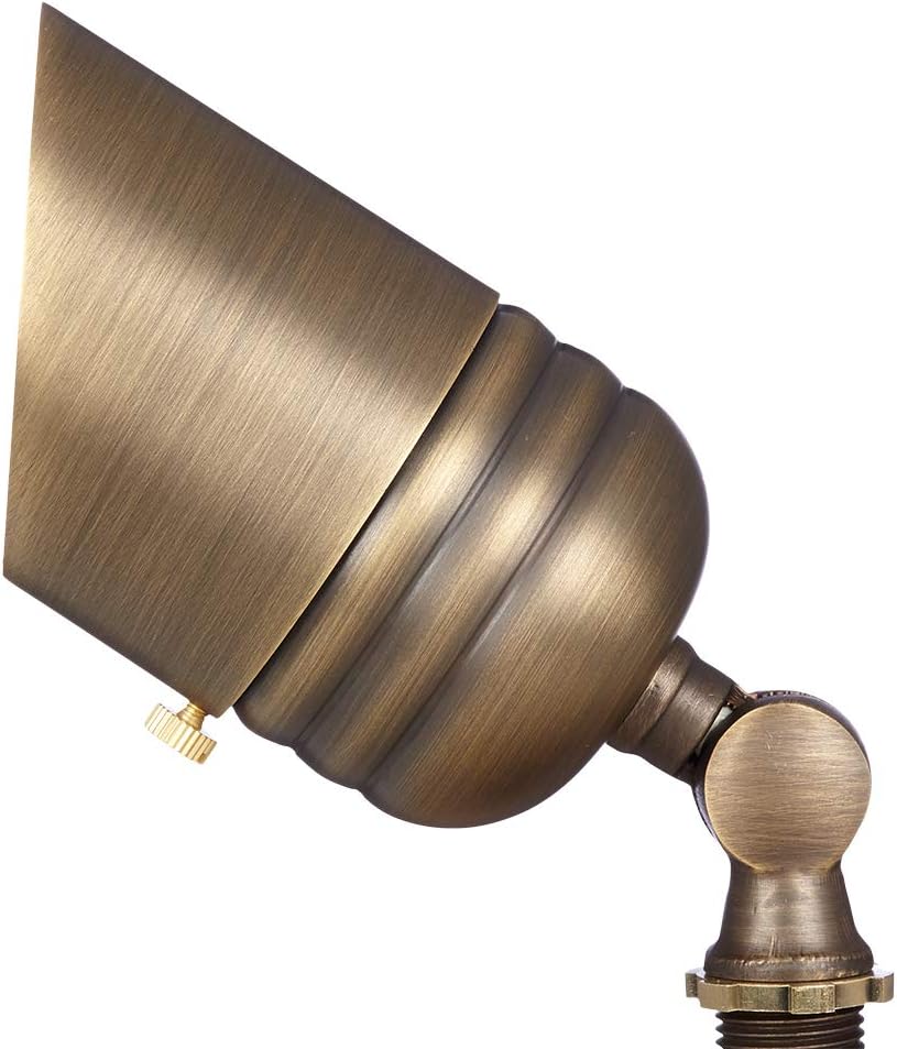 Fat Boy 12V Brass Outdoor Spotlight (Bronze) for Landscape Lighting | Lamp Ready, Low Voltage Uplight for Yard, Lawn