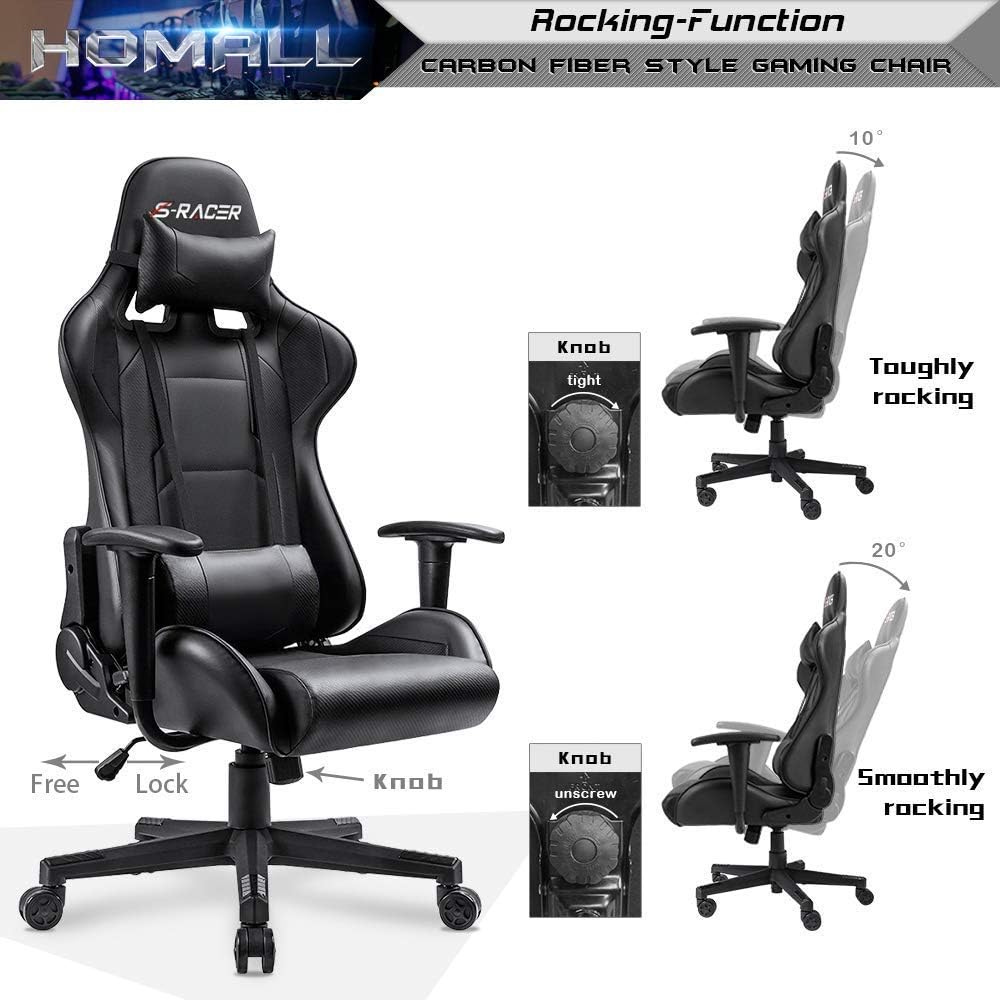 Gaming Chair, Office Chair High Back Computer Chair Leather Desk Chair Racing Executive Ergonomic Adjustable Swivel