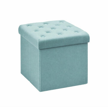 Storage Ottoman Cube, Velvet Tufted Folding Ottomans, Teal
