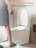 Smart Tankless One-Piece Toilet with ADA Comfort Height Heated Seat, Auto Flush, Foot Sensor, Night Light, Modern Elongated Design