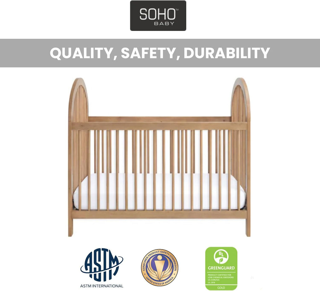Everlee Convertible Island Crib, Honey Wood
