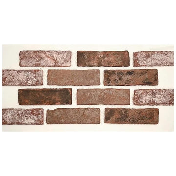 2x8 Tumbled Real Clay Brick Tile Mesh Mounted Rustic Wall Tile Backsplash Bathroom Shower Fireplace Surround Accent