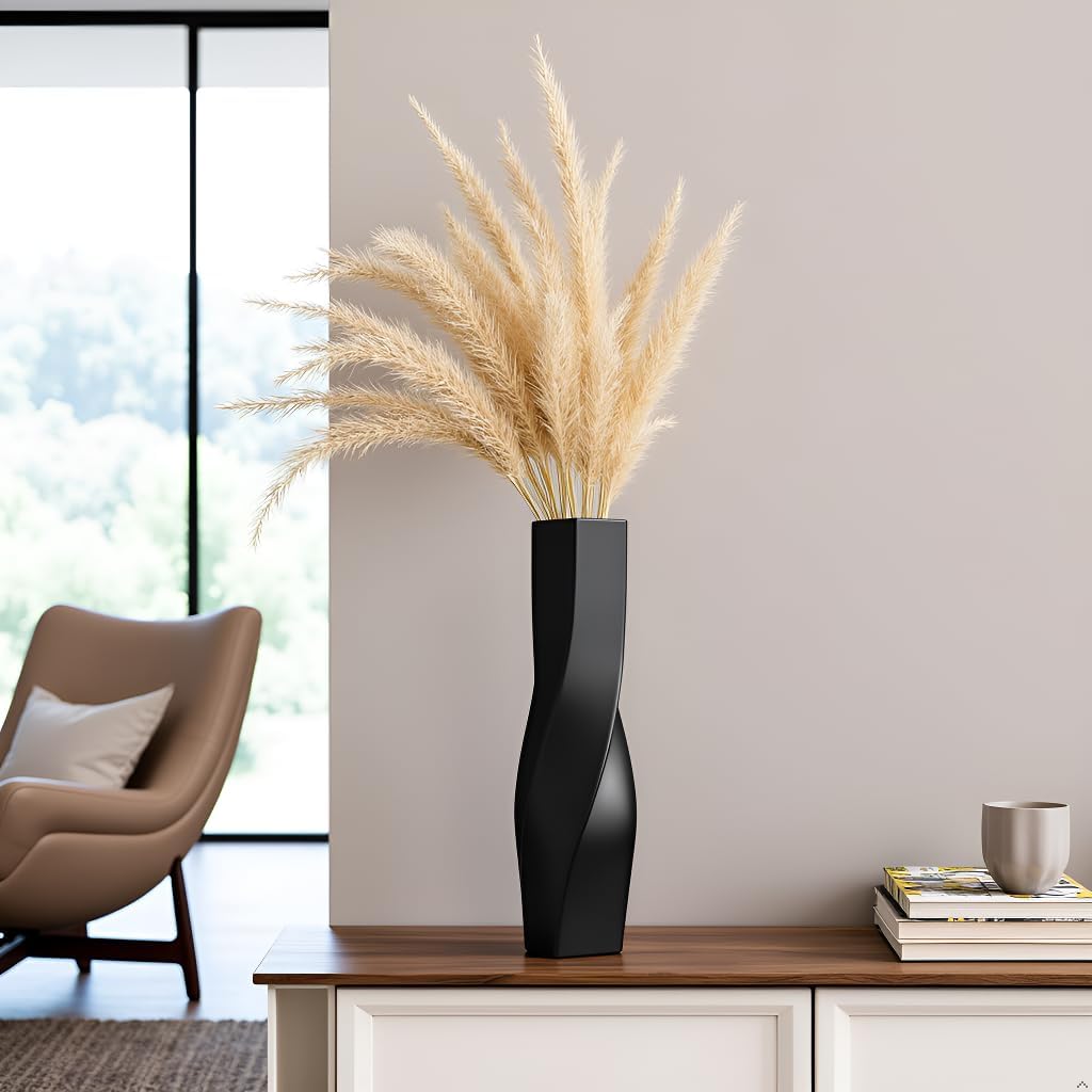 Tall Vase On Floor, 16.34" Twisted Geometric Flower Vase