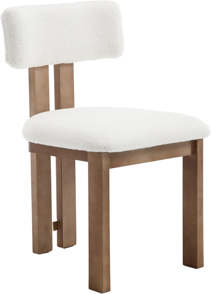 Sherpa Boucle Wooden Dining Chairs Set of 2