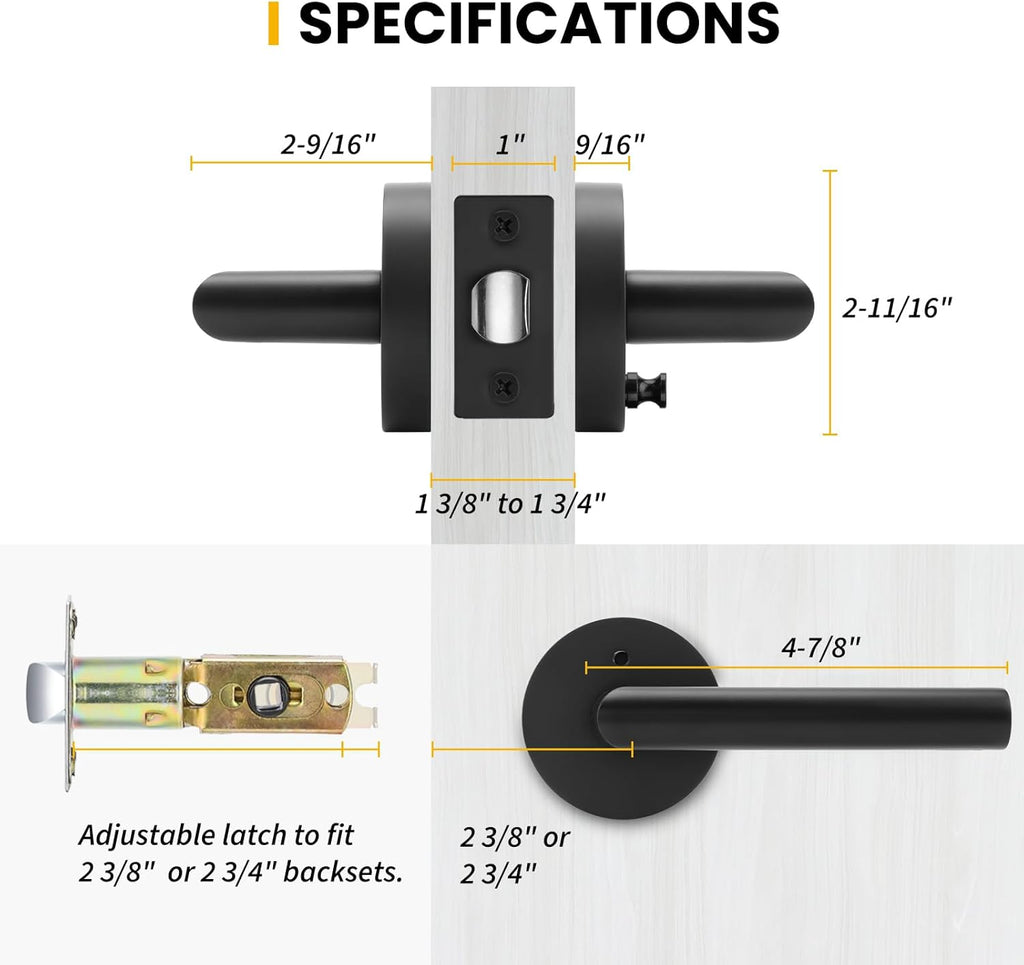 Black Door Handles Interior, Privacy Matte Black Interior Door Handles - Door Lever