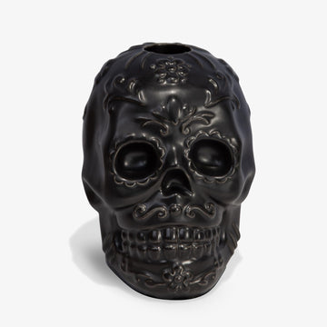 Gothic Skull Candle Holder - Black 3.75" x 4.25" - Fits 1" W LED Candlestick - Halloween Day of Dead Home Decoration