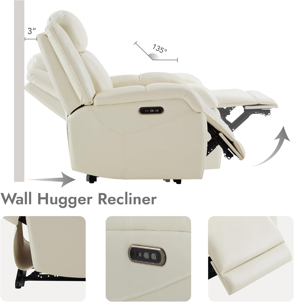 Genuine Leather Power Recliner Chairs for Adults