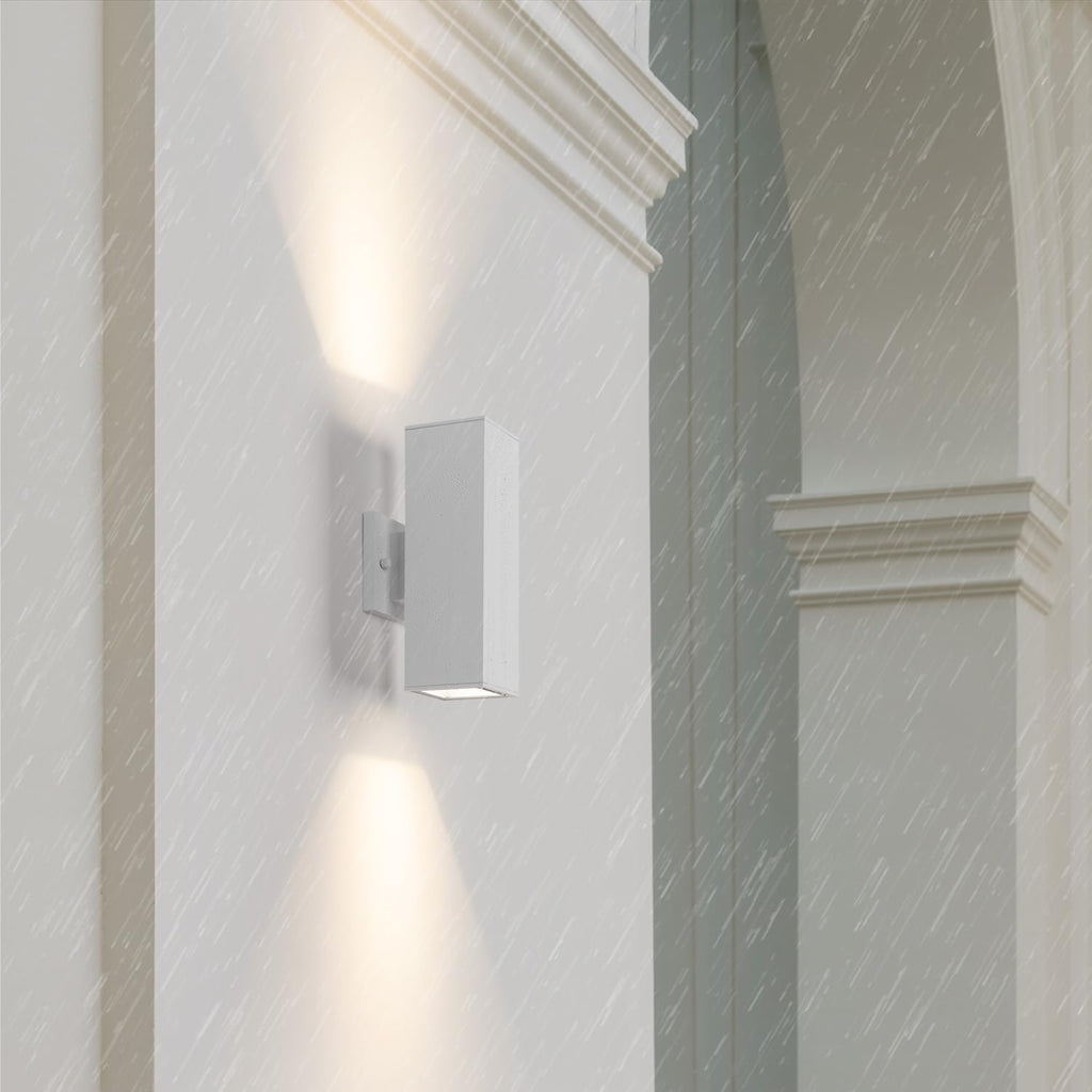 12" Modern Outdoor Porch Light in 2 Lights, Matte White, 2 Pack