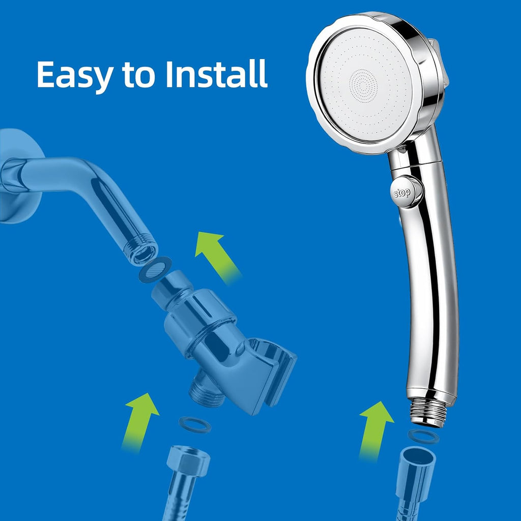 High Pressure Handheld Shower Head with ON/OFF Pause Switch 3 Spray Modes Water Saving High Pressure Shower