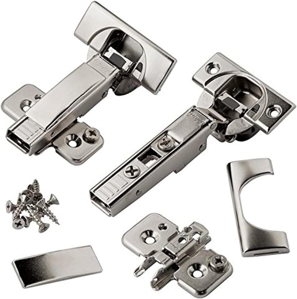 Blumotion 8 Pack 110 Degree Soft Close Hinges Self-Closing Frameless Hinges with Mounting Plates and Hinge Guard Plates