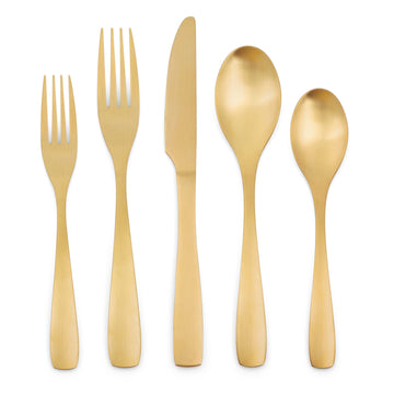 Matte Gold Silverware Flatware Cutlery Set 20 Piece, Dishwasher Safe, Luxury, Stainless Steel
