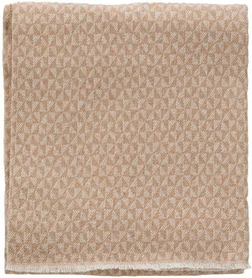 Classic Italian Throw Blanket, Cotton Blend, Solid with Fringe, Cream and Terracotta, 51 x 71 Inches, Winter Warmth