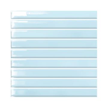 Ice Blue 6x6 Glossy Porcelain KitKat 3D Ribbed Wall Tile, Modern Nordic Textured Decorative Tile Backsplash
