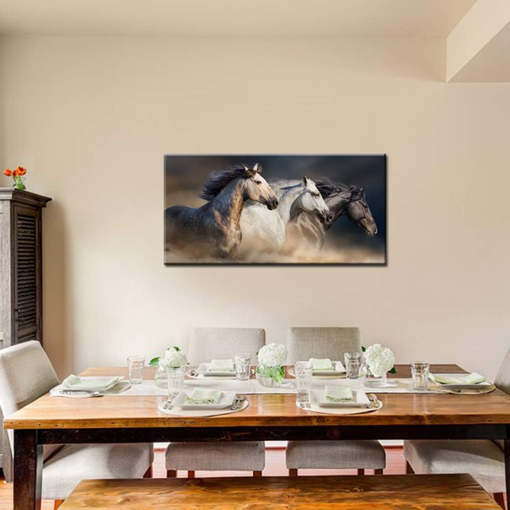Large Animal Pictures Wall Art Desert Running Horses Painting Picture Print on Canvas Modern Living Room Office Wall