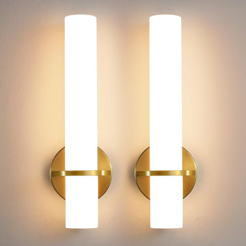 Wall Sconces - 15 inch Gold Wall Sconces Set of Two Modern Bathroom Sconce 15W Dimmable LED Wall Sconce Light with