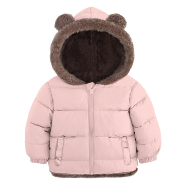 Toddler Girls Winter Coat Pink Puffer Jacket with Hood