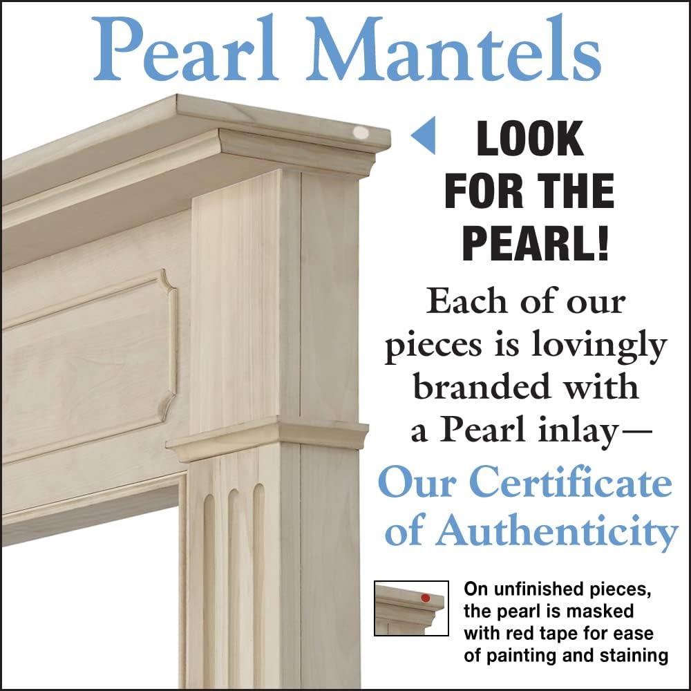 Transitional Styled Wood Mantel Surround, 56"W 42"H, Unfinished