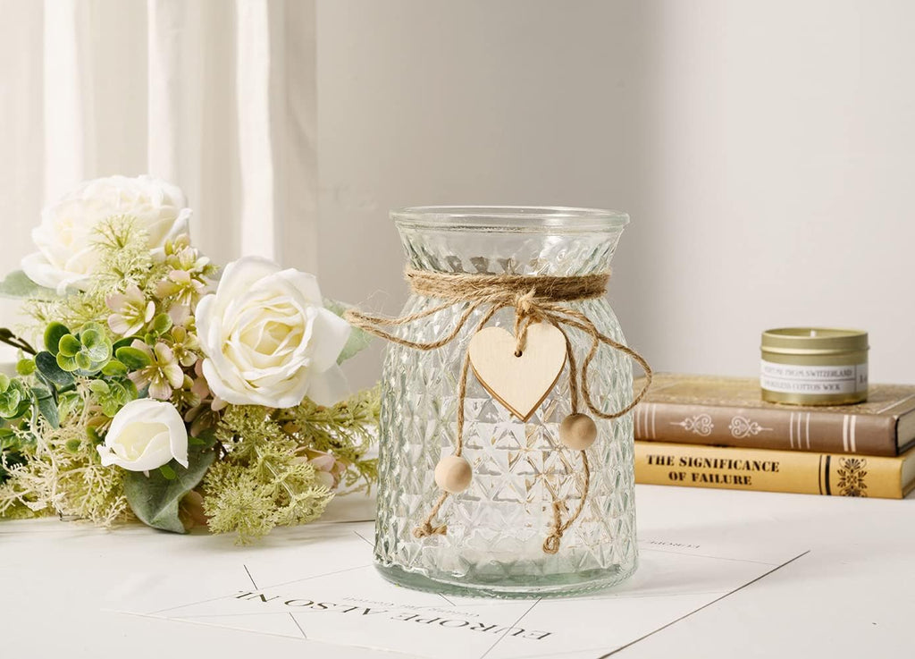 Fake Flowers with Vase, Silk Roses Artificial Flowers in Vase, Faux Flower Plant Arrangement Suitable Decoration