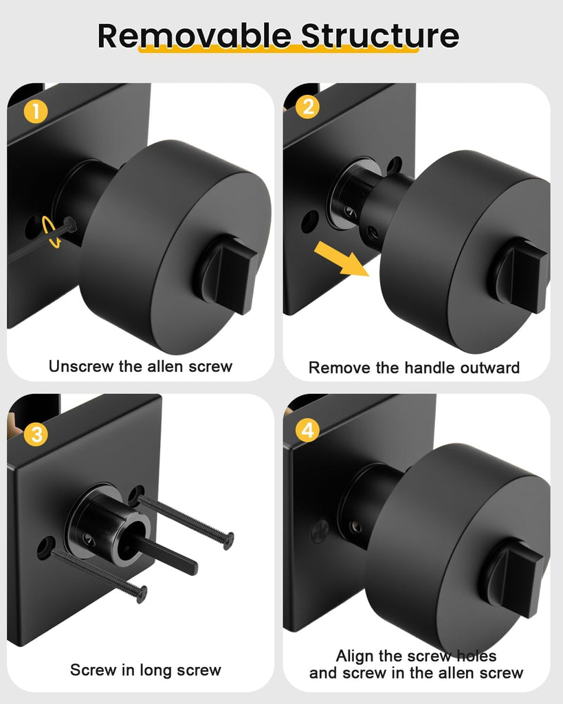Black Exterior Door Knob with Deadbolt, Zinc-Alloy Front Door Knob and Deadbolt Set