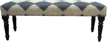 Tan/Black Upholstered Bench End of Bed | Farmhouse Checkered Accent Bench , or Entryway Seating | Long