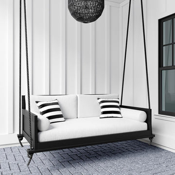 Casual The Philly Amish Crafted 5 Foot Porch Swing Bed in Black, Daybed Swing Made in The USA from Kiln Dried Pine