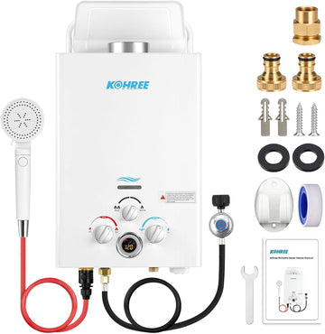 Tankless Water Heater Propane, 6L 1.58 GPM Portable Tankless Water Heater with Handle