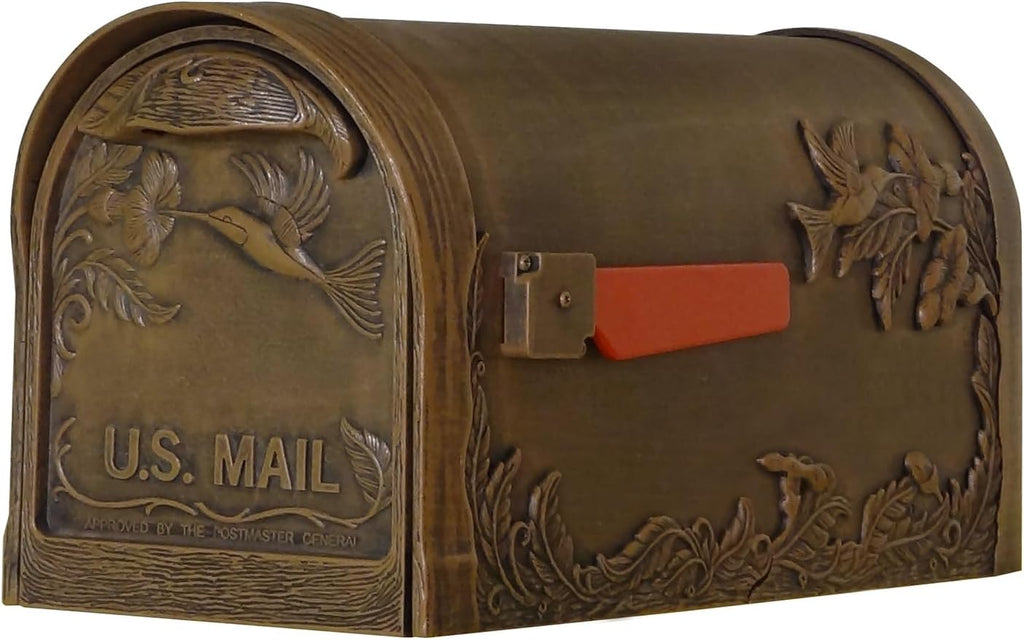 Hummingbird Curbside Mailbox - Copper Aluminum Mailbox for Post Mount