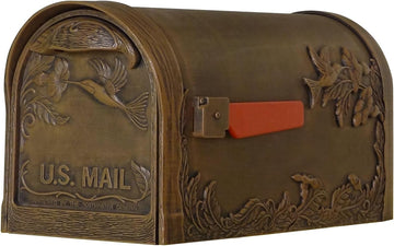 Hummingbird Curbside Mailbox - Copper Aluminum Mailbox for Post Mount