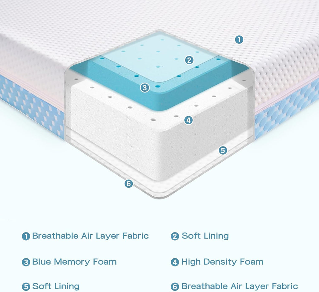 Crib Mattress Dual Sided Memory Foam Baby Toddler Bed Mattress, 52" x 27.6" x 5.5" Soft Breathable Mattresses